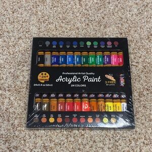 Acrylic paint set 24 colors NIB w/ 3 free brushes